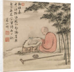 Reading monk in a bamboo forest by Anonymous