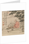 Reading monk in a bamboo forest by Anonymous