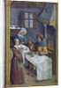 The maids. Miniature from Livre dheures , Late 15th cen by Anonymous