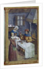 The maids. Miniature from Livre dheures , Late 15th cen by Anonymous