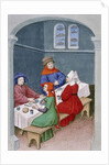 The meal. Miniature from The Decameron by Giovanni Boccaccio, 1432 by Anonymous