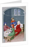 The meal. Miniature from The Decameron by Giovanni Boccaccio, 1432 by Anonymous