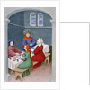 The meal. Miniature from The Decameron by Giovanni Boccaccio, 1432 by Anonymous