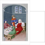 The meal. Miniature from The Decameron by Giovanni Boccaccio, 1432 by Anonymous