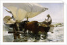 Return from Fishing: Towing the Bark, c. 1895 by Anonymous