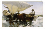 Return from Fishing: Towing the Bark, c. 1895 by Anonymous