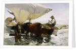 Return from Fishing: Towing the Bark, c. 1895 by Anonymous
