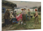 Hungry years in Petrograd. Changing merchandise for provisions in a village near a railway station by Anonymous