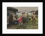 Hungry years in Petrograd. Changing merchandise for provisions in a village near a railway station by Anonymous