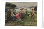 Hungry years in Petrograd. Changing merchandise for provisions in a village near a railway station by Anonymous