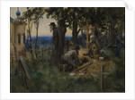 The clergymen hiding church treasures in a new grave in a cemetery, 1922 by Anonymous
