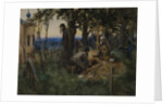The clergymen hiding church treasures in a new grave in a cemetery, 1922 by Anonymous