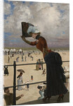 Lady on the walkway of a seaside resort, 1883 by Anonymous