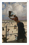 Lady on the walkway of a seaside resort, 1883 by Anonymous
