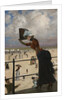 Lady on the walkway of a seaside resort, 1883 by Anonymous