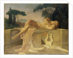 Young girl at a Pompeian fountain, ca 1844 by Anonymous