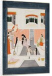A lady at her toilette listens to music by the side of a palace water cascade, c. 1780 by Unknown
