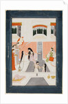 A lady at her toilette listens to music by the side of a palace water cascade, c. 1780 by Unknown