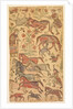 A marbled picture of Rustam catching Rakhsh, c. 1650 by Shafi (attributed to)
