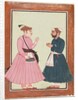 A noble, probably Raja Gaur Sen, receives another noble, c. 1700-20 by Unknown