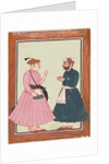 A noble, probably Raja Gaur Sen, receives another noble, c. 1700-20 by Unknown