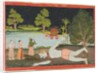 A page from a Ramayana: Rama, Lakshman and Sita before a slain giant, c. 1770 by Unknown