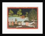 A page from a Ramayana: Rama, Lakshman and Sita before a slain giant, c. 1770 by Unknown