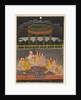 A prince celebrating Holi with palace women on a terrace at night; verso: calligraphy of a quatrain, by Unknown
