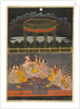 A prince celebrating Holi with palace women on a terrace at night; verso: calligraphy of a quatrain, by Unknown