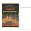 A prince celebrating Holi with palace women on a terrace at night; verso: calligraphy of a quatrain, by Unknown
