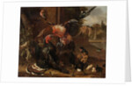 A Rooster and Turkey Fighting, c. 1680 by Melchior de Hondecoeter