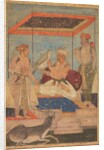 Akbar and Jahangir Examine a Ghir Falcon while Prince Khusrau Stands Behind, c. 1602-1604 by Unknown