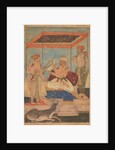 Akbar and Jahangir Examine a Ghir Falcon while Prince Khusrau Stands Behind, c. 1602-1604 by Unknown