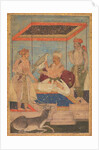 Akbar and Jahangir Examine a Ghir Falcon while Prince Khusrau Stands Behind, c. 1602-1604 by Unknown