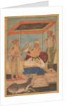 Akbar and Jahangir Examine a Ghir Falcon while Prince Khusrau Stands Behind, c. 1602-1604 by Unknown