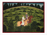 Akrura Rides Toward Dwarka, page from the large Basohli Bhagavata Purana, c. 1760-1765 by Unknown