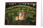 Akrura Rides Toward Dwarka, page from the large Basohli Bhagavata Purana, c. 1760-1765 by Unknown