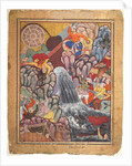 Alamshah cleaving asunder the chain of the wheel, from volume 11 of a Hamza-nama…, c. 1560s - 1570 by Unknown