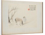 Album of Landscape Paintings Illustrating Old Poems: A Man and a Horse by a Stream, 1700s by Hua Yan