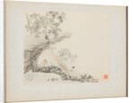 Album of Landscape Paintings Illustrating Old Poems: A Man Lies under a Rocky Overhang?, 1700s by Hua Yan