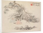 Album of Landscape Paintings Illustrating Old Poems: Two Figures Outside…, 1700s by Hua Yan