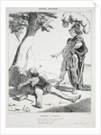 Ancient History, plate 20: Alexander and Diogenes, 14 August 1842 by Honoré Daumier; Aubert