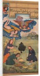 Angels bring food to Jesus in the wilderness, from a Mir?at al-quds of Father Jerome Xavier…, 1602 by Unknown