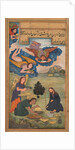 Angels bring food to Jesus in the wilderness, from a Mir?at al-quds of Father Jerome Xavier…, 1602 by Unknown