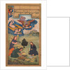 Angels bring food to Jesus in the wilderness, from a Mir?at al-quds of Father Jerome Xavier…, 1602 by Unknown