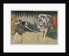 Arashi Rikan II as Kizu Kansuke; Ichikawa Ebijuro II as Horiguchi Manzaemon, 1829 by Shigenao; Utagawa Kunihiro