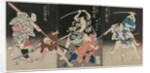 Asao Gaujuro as the Boatman Sanjurol; Nakayama Bunshichi as Hayashi Sanzemo…, 1829 by Shunshosai Hokucho