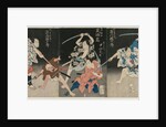 Asao Gaujuro as the Boatman Sanjurol; Nakayama Bunshichi as Hayashi Sanzemo…, 1829 by Shunshosai Hokucho