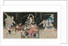 Asao Gaujuro as the Boatman Sanjurol; Nakayama Bunshichi as Hayashi Sanzemo…, 1829 by Shunshosai Hokucho