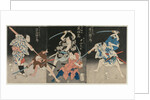 Asao Gaujuro as the Boatman Sanjurol; Nakayama Bunshichi as Hayashi Sanzemo…, 1829 by Shunshosai Hokucho